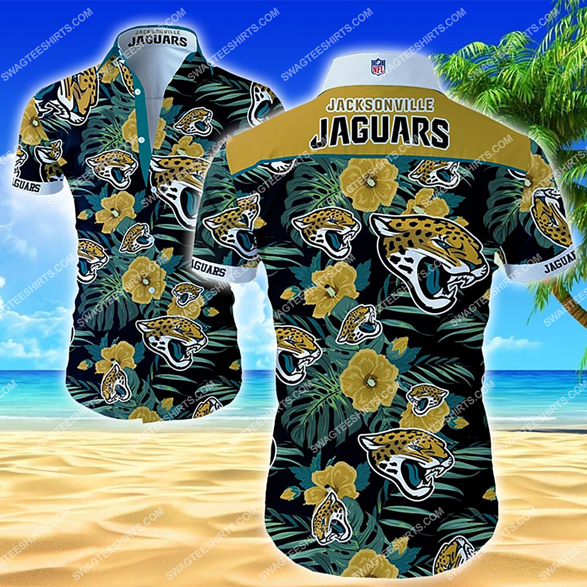 [highest selling] tropical flower jacksonville jaguars summer hawaiian shirt – maria