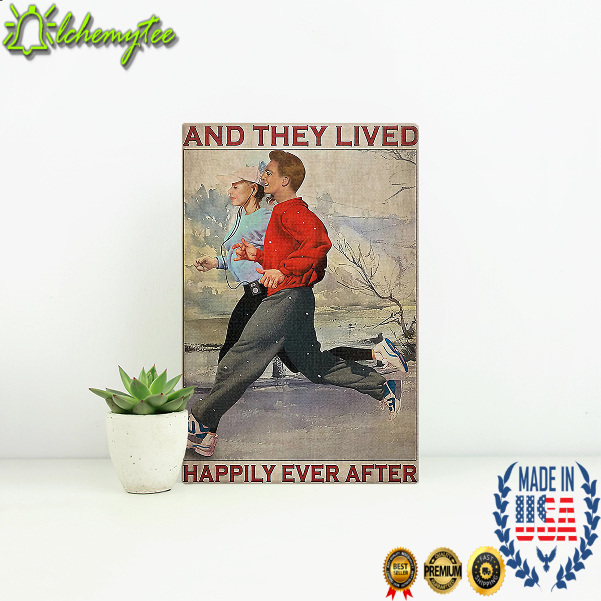 Couple Running and they lived happily ever after poster