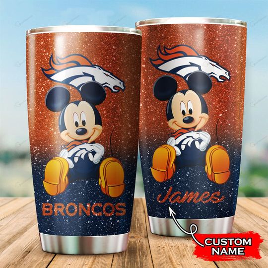 Denver Broncos Mickey Mouse Custom Name Tumbler – LIMITED EDITION