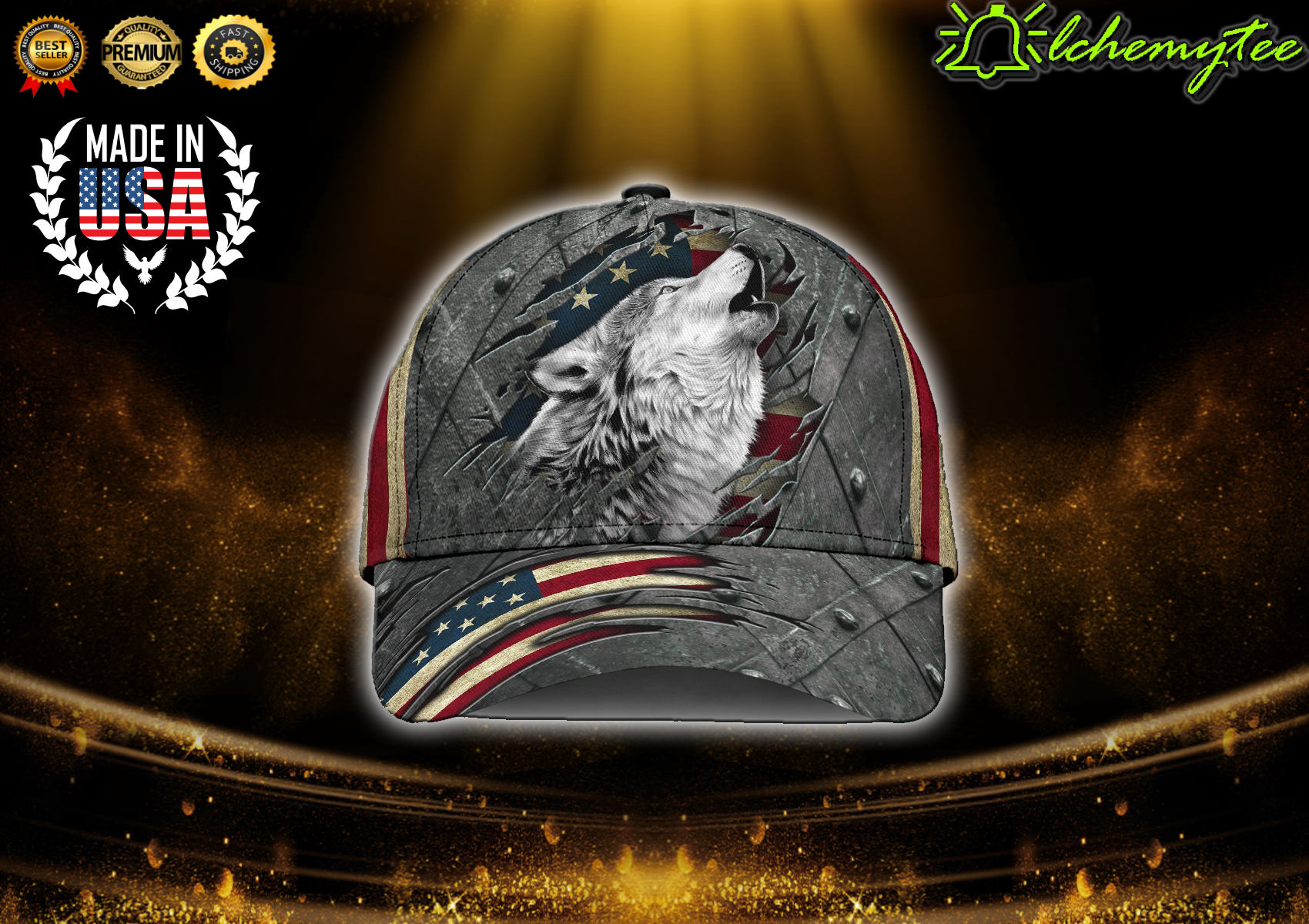 Wolf Crack American Flag Classic 3D Cap