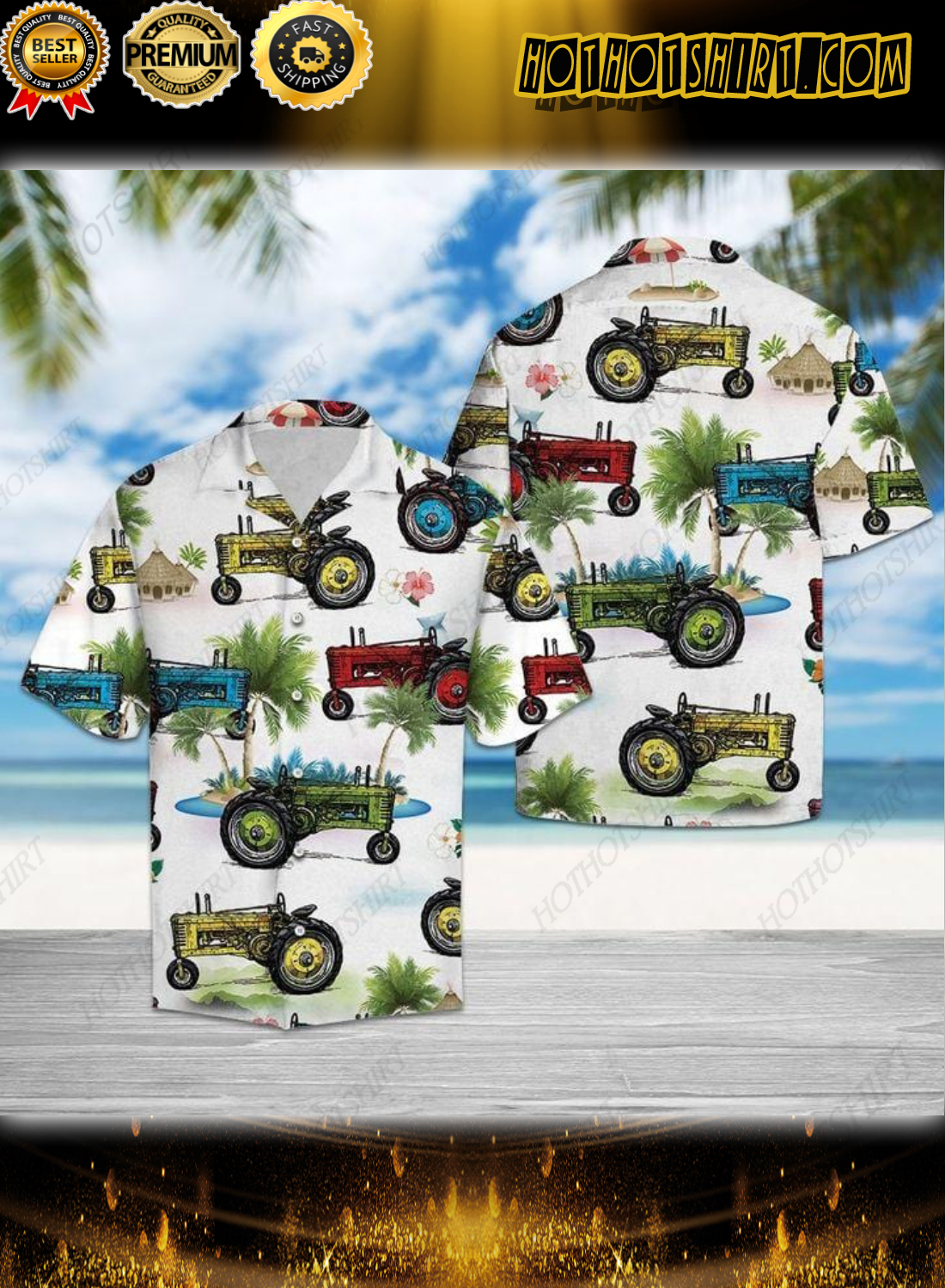 Colorful Tractor Unisex Hawaiian Shirt