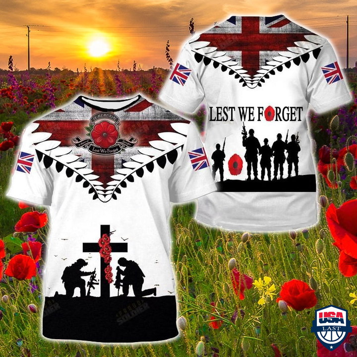 UK Veterans Lest We Forget 3D Shirt