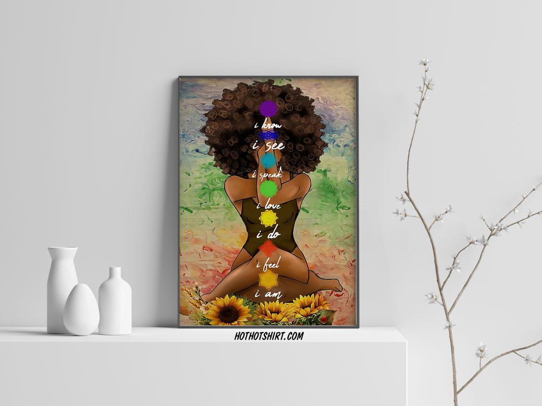 Yoga African American I know I See I Speak I Love Poster