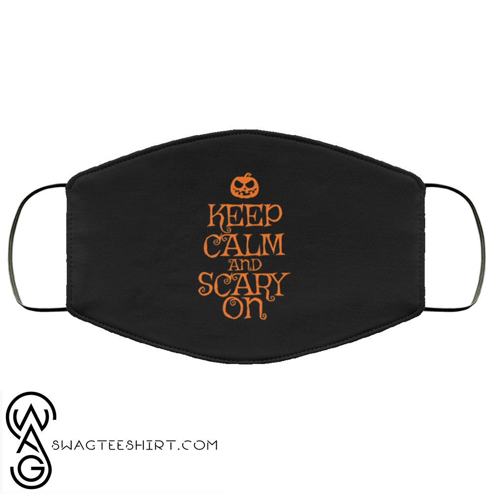 Halloween keep calm ans scary on full printing face mask