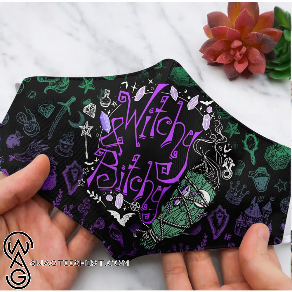 halloween witchy and bitchy all over printed face mask – maria