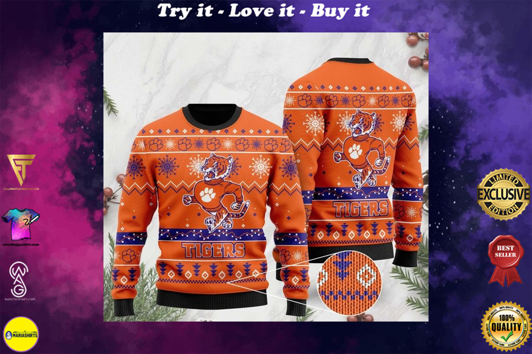 [highest selling] the clemson tigers football christmas ugly sweater - maria