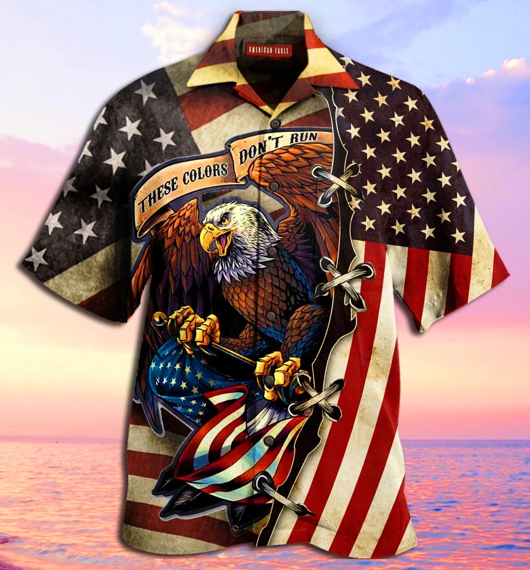 American eagle fly flag unisex hawaiian shirt 1