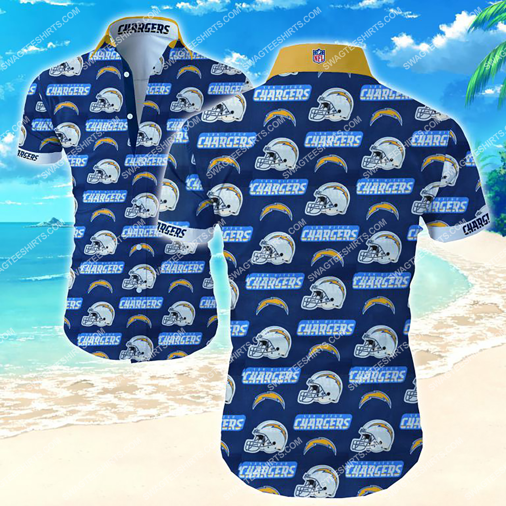 [highest selling] the los angeles chargers team all over print hawaiian shirt – maria