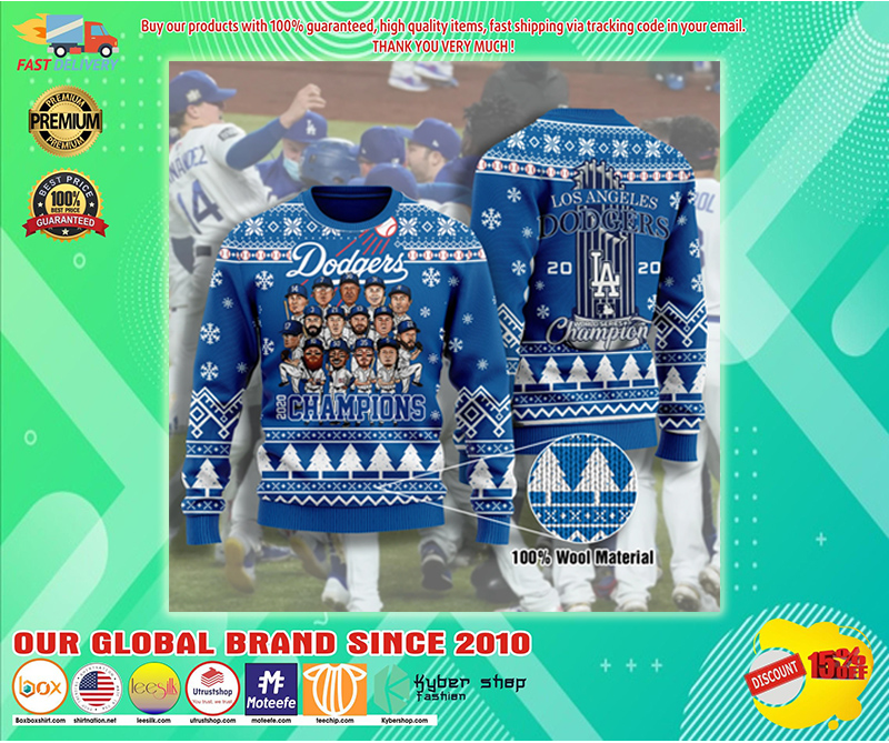 Los Angeles dodgers 2020 champions ugly christmas sweater 1