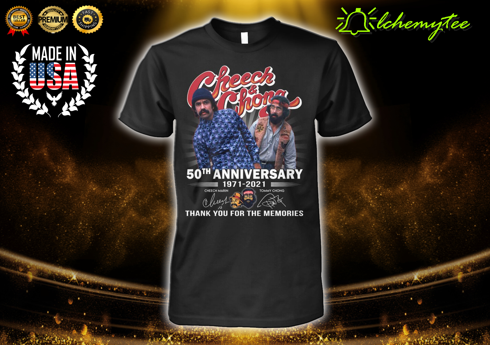 Cheech and chong 50th anniversary 1971 2021 thank you for the memories shirt