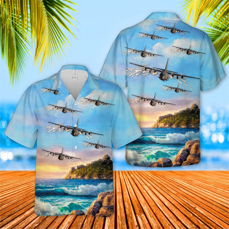 USAF Lockheed AC-130U 4th Special Operations Squadron Hawaiian Shirt 1