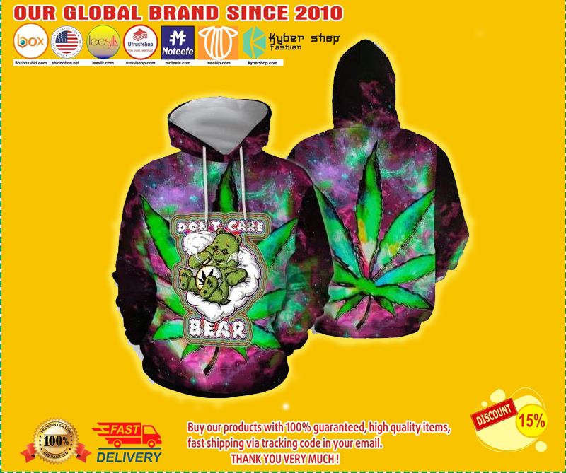 Cannabis don't care bear 3D hoodie 1