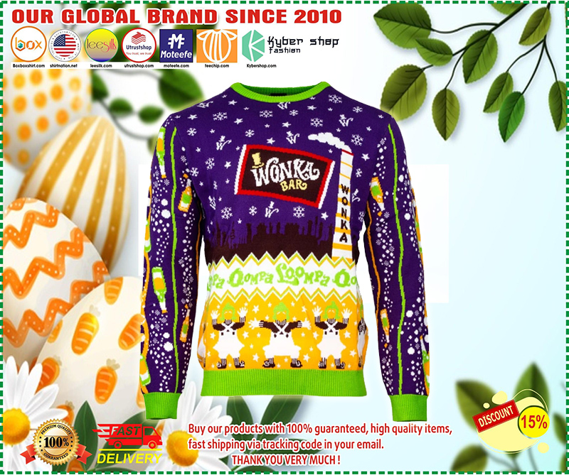 Wonka bar ugly christmas sweater 1