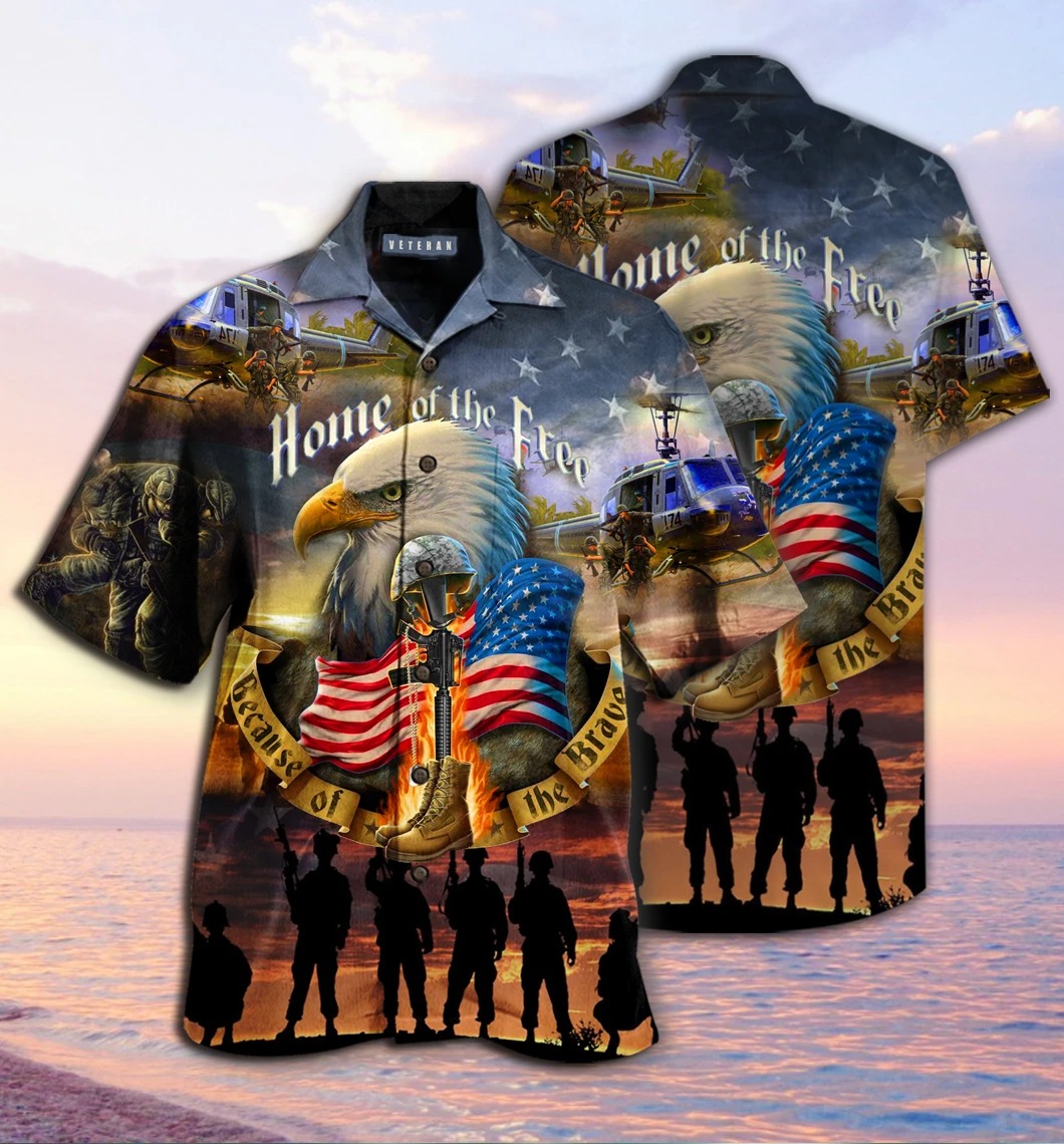 Veteran eagle home of the free unisex hawaiian shirt - Hothot 080920