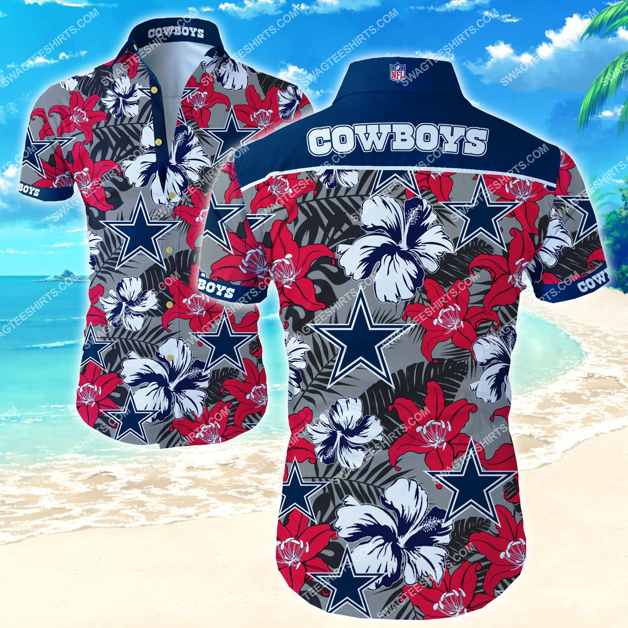 [highest selling] tropical flower dallas cowboys football team hawaiian shirt – maria