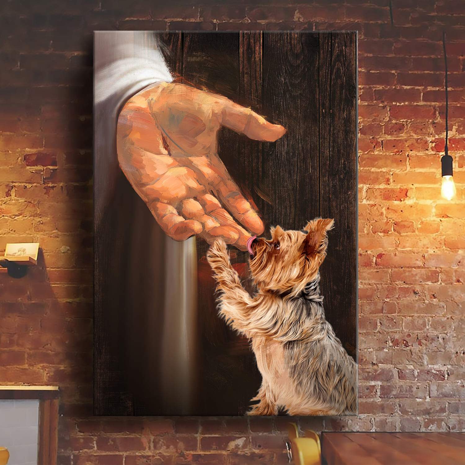 Yorkshire Terrier In The Hand Of God Wall Art Poster And Canvas Print