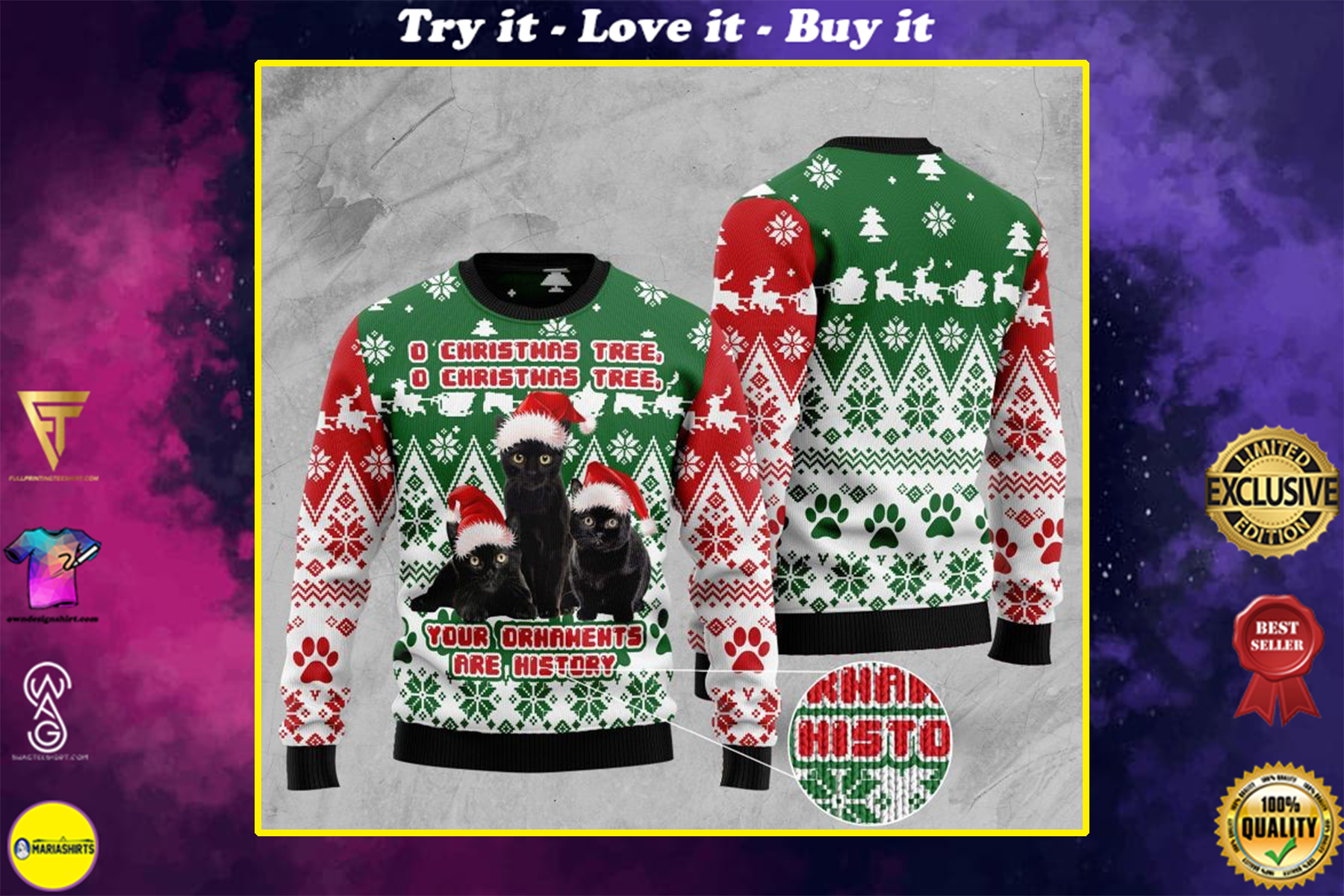 o christmas tree o christmas tree your ornaments are history cat christmas ugly sweater