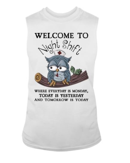 Owl welcome night shift tank top