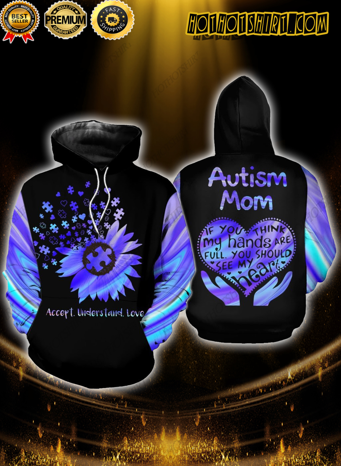 Autism mom daisy flower accept understand love 3D Shirts