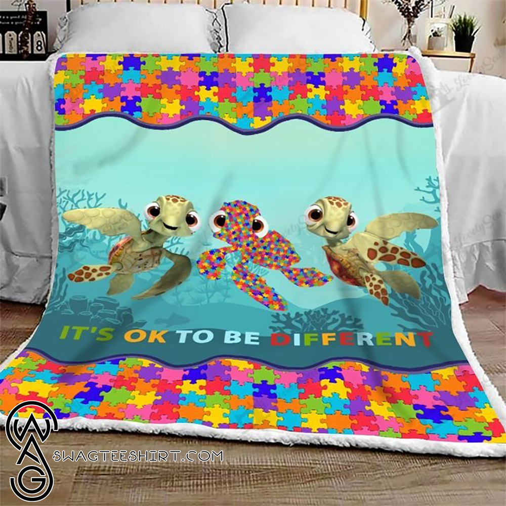 Autism awareness turtle it's ok to be different full printing blanket - Maria