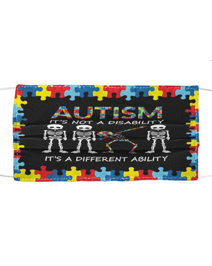 Skeleton skull Autism it's not a disability it's a different ability face mask