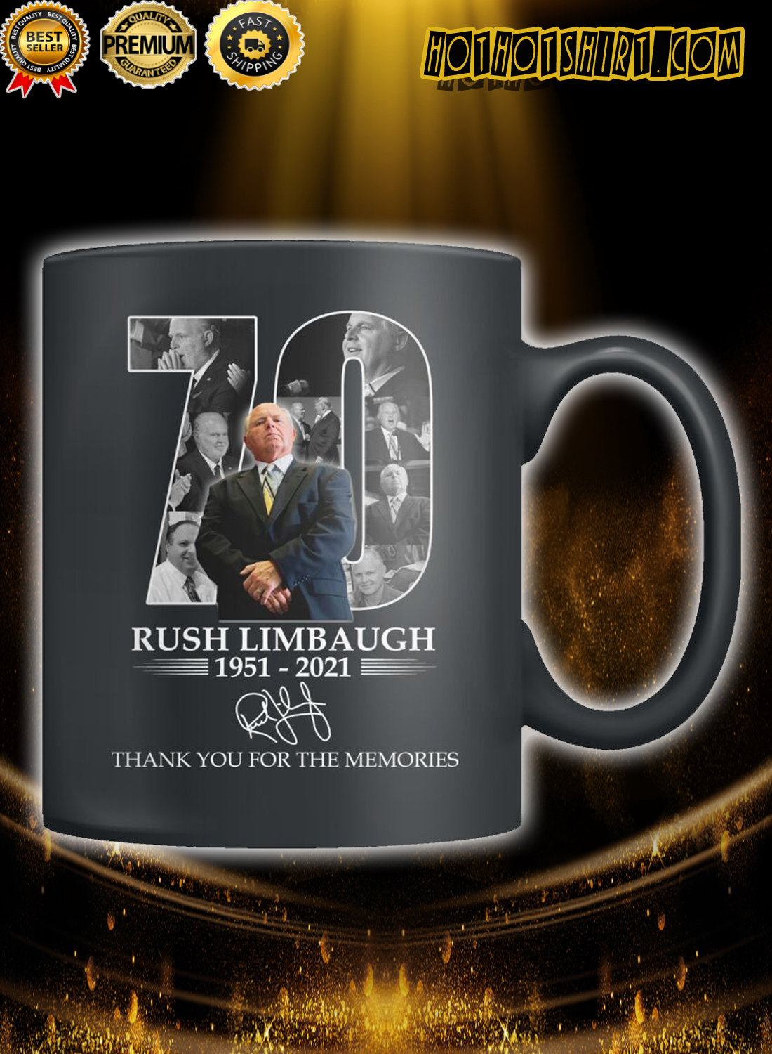 70 Rush Limbaugh 1951 2021 thank you for the memories signature mug 3