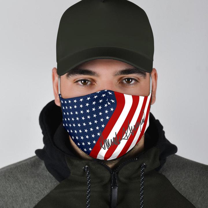 American flag dj trump signature face mask 1
