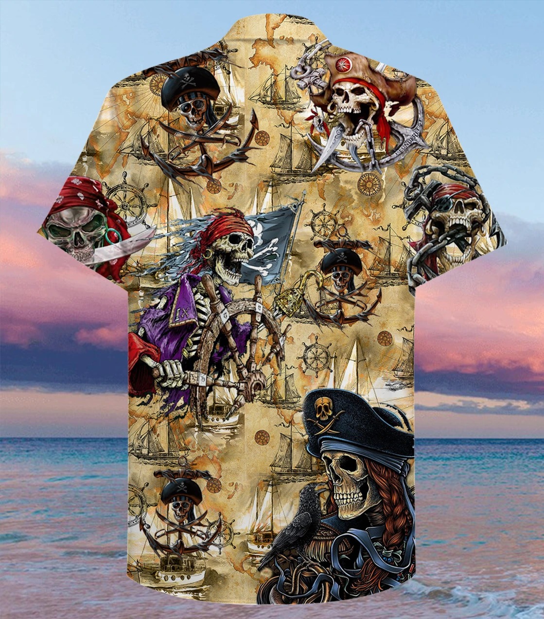 Amazing pirate skull unisex hawaiian shirt 2
