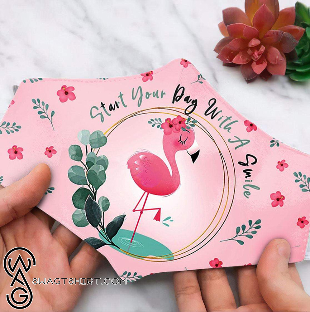 Floral flamingo start your day with a smile anti pollution face mask