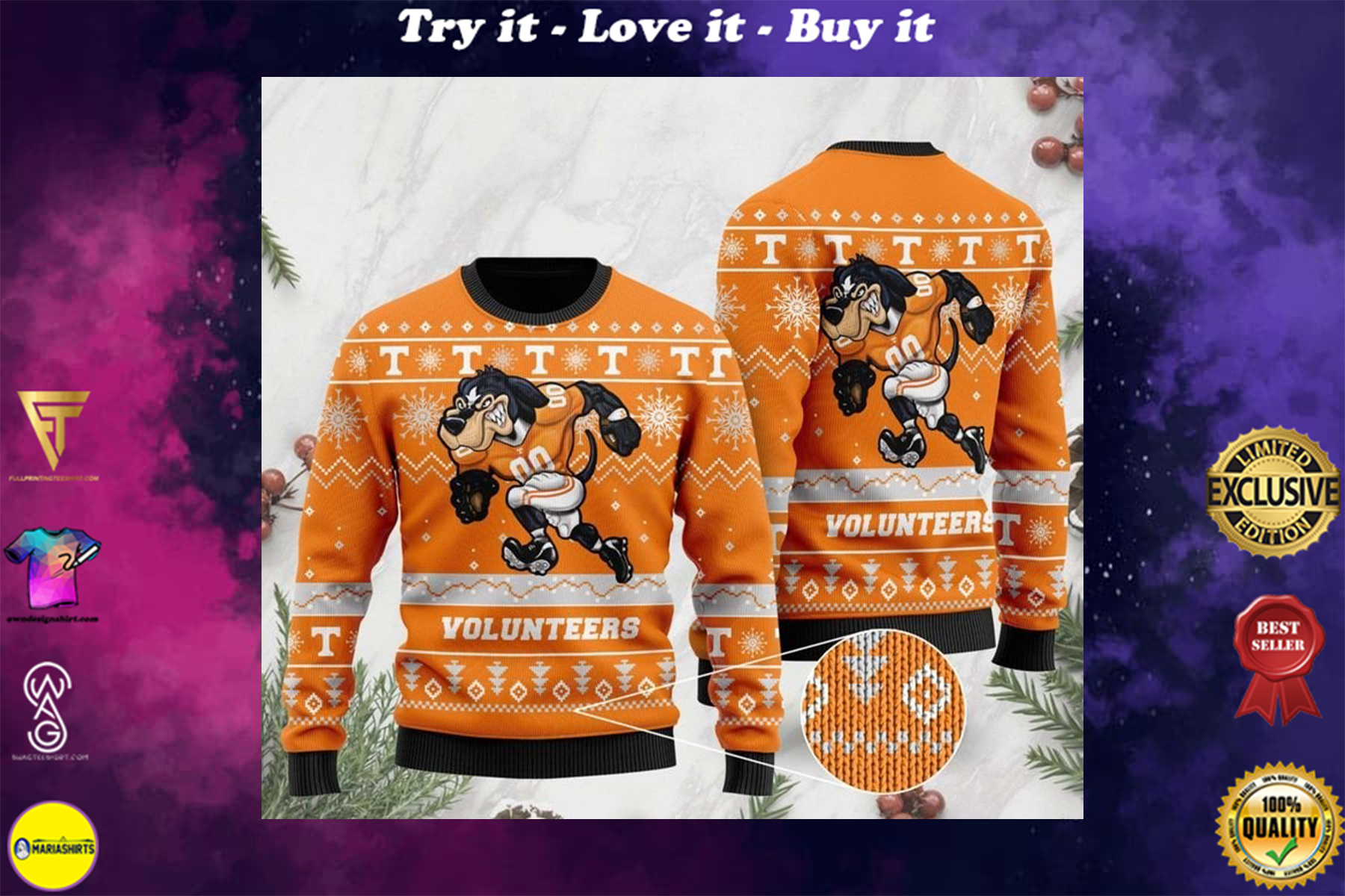 the tennessee volunteers football christmas ugly sweater