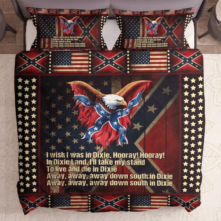 [best price] eagle with american and confederate flag bedding set – maria