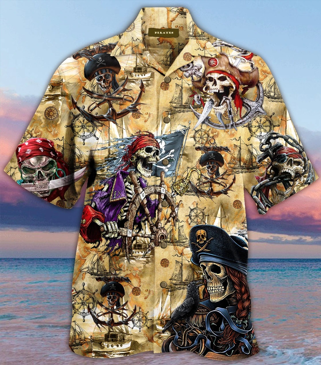 Amazing pirate skull unisex hawaiian shirt