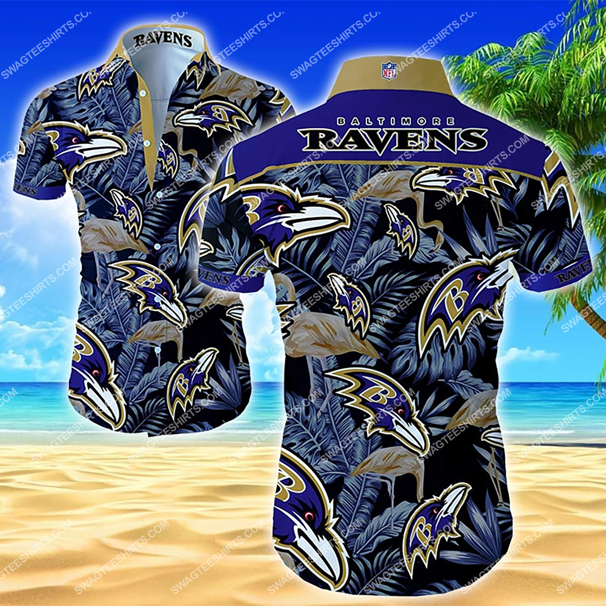 nfl baltimore ravens football team full printing summer hawaiian shirt 2