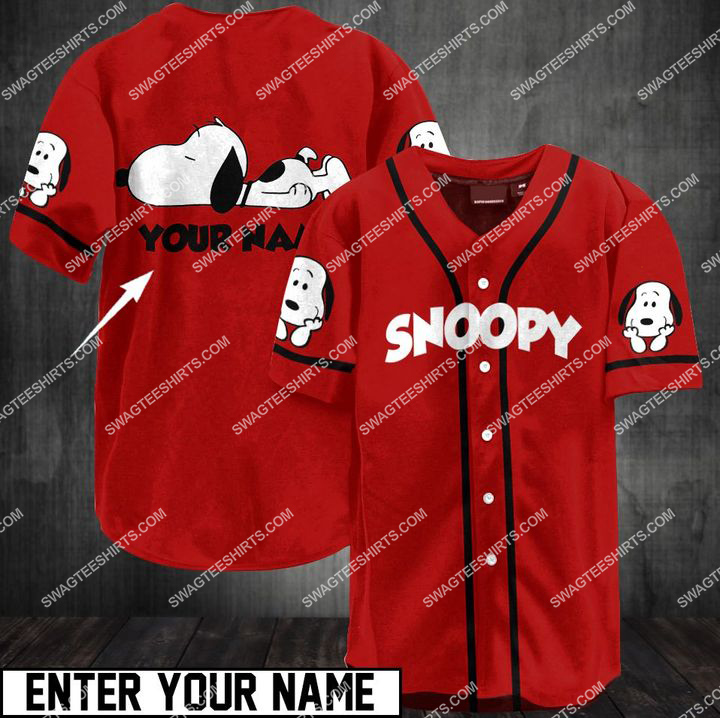 custom name snoopy all over printed baseball shirt 1