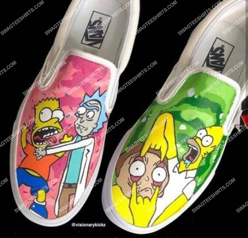 the simpsons and rick and morty all over print slip on shoes 2(1)