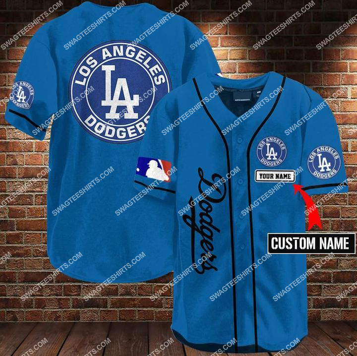 custom name los angeles dodgers all over printed baseball shirt 1