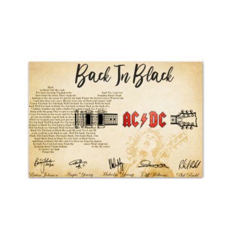 AC DC signatures Back in black poster