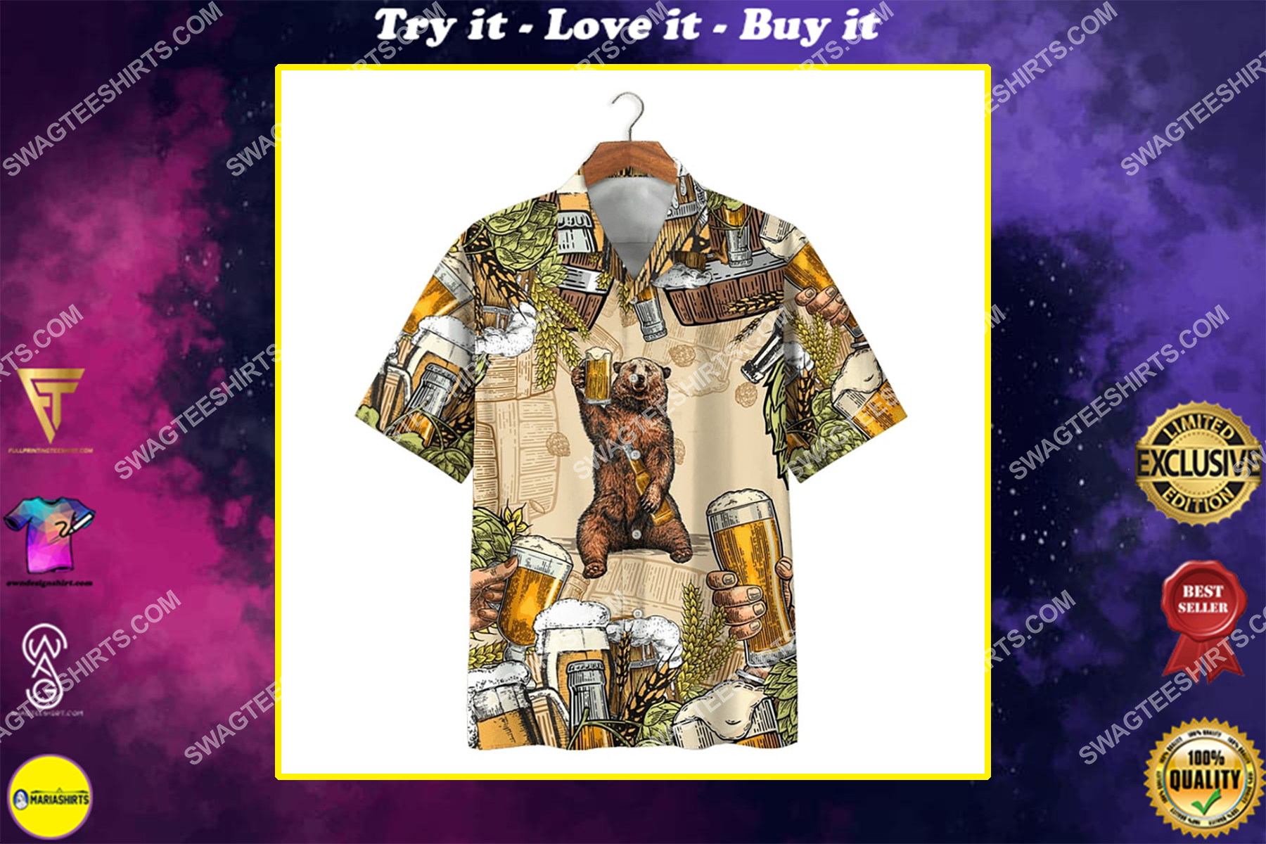 [highest selling] bear and beer summer party all over print hawaiian shirt – maria