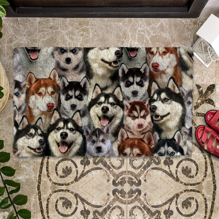 A Bunch Of Huskies Doormat
