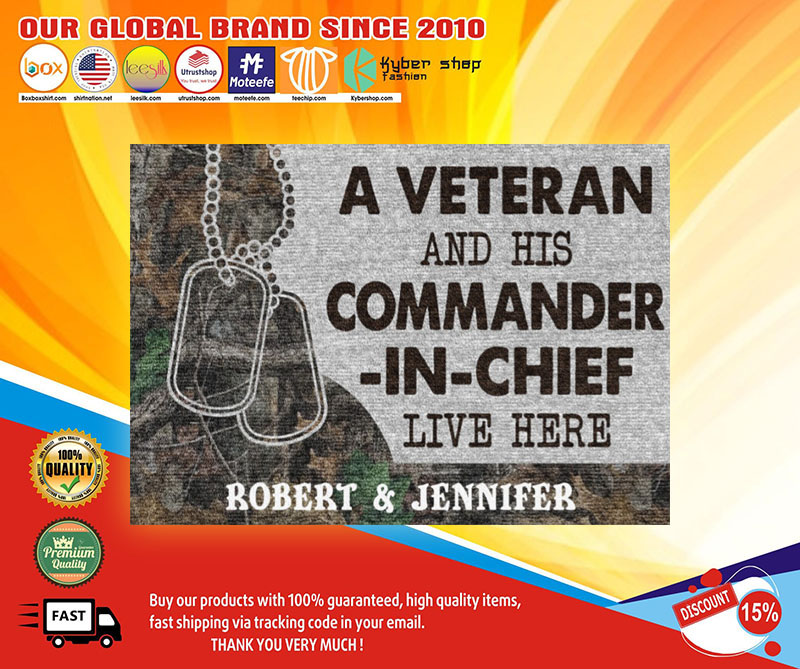 A veteran and his commander in chief live here custom personalized name doormat1