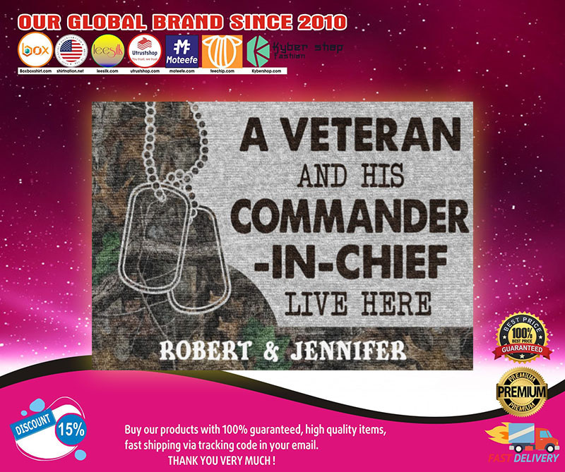 A veteran and his commander in chief live here custom personalized name doormat2