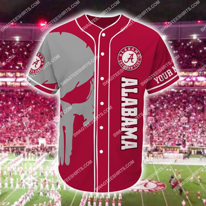 [highest selling] custom name skull football team alabama crimson tide full printing baseball jersey – maria