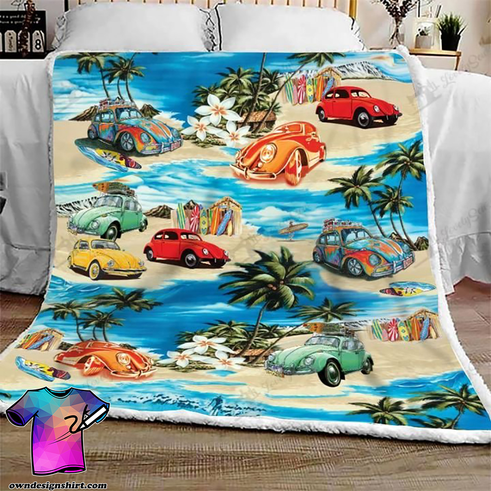 Volkswagen beetle hawaiian beach full printing blanket - Maria