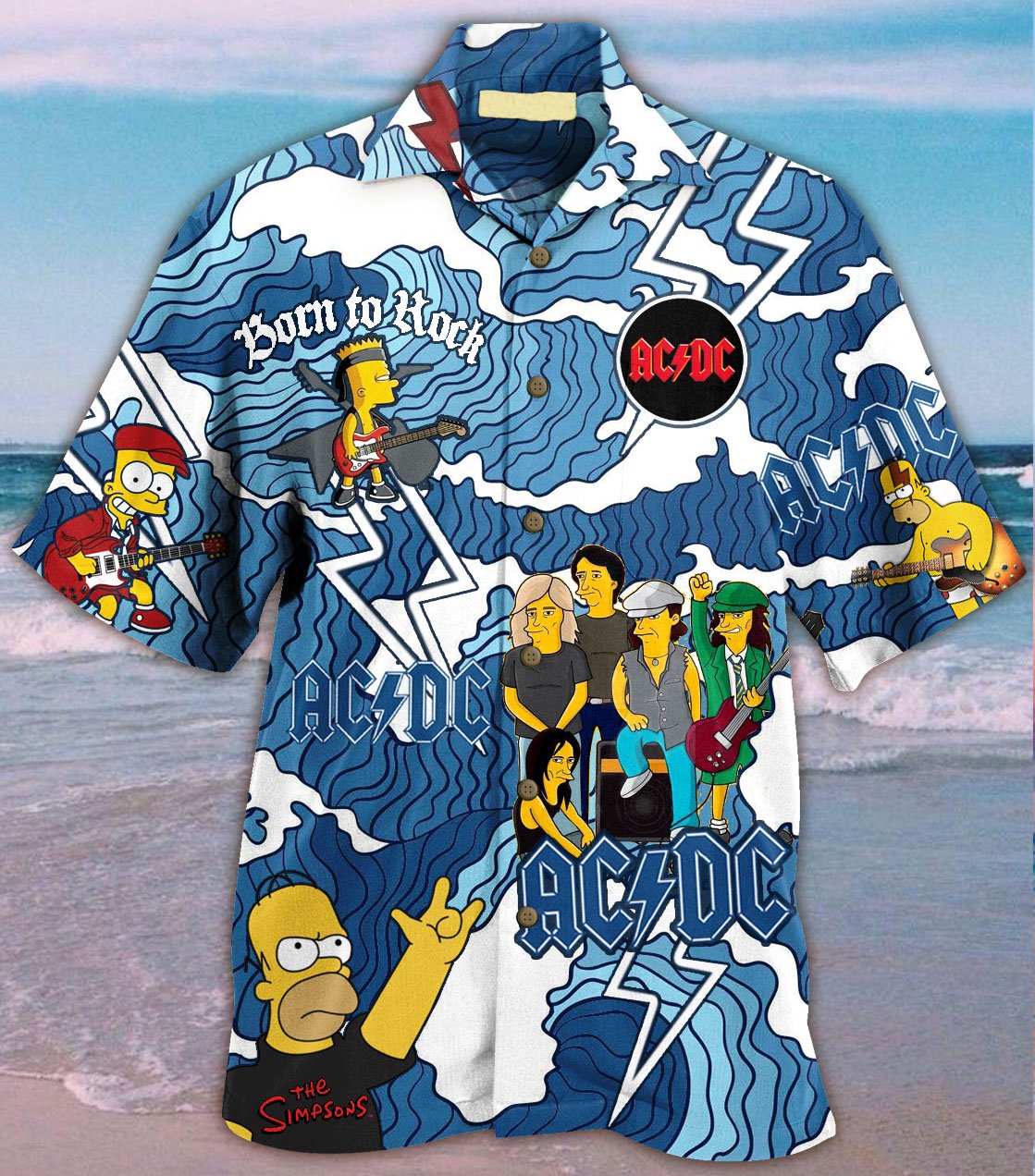 ACDC The Simpsons hawaiian shirt 1