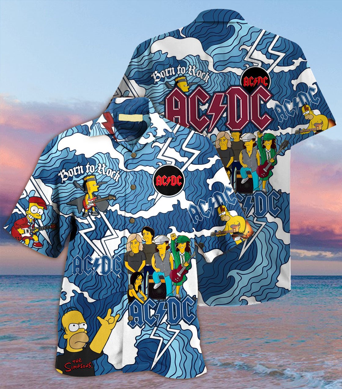 ACDC The Simpsons hawaiian shirt