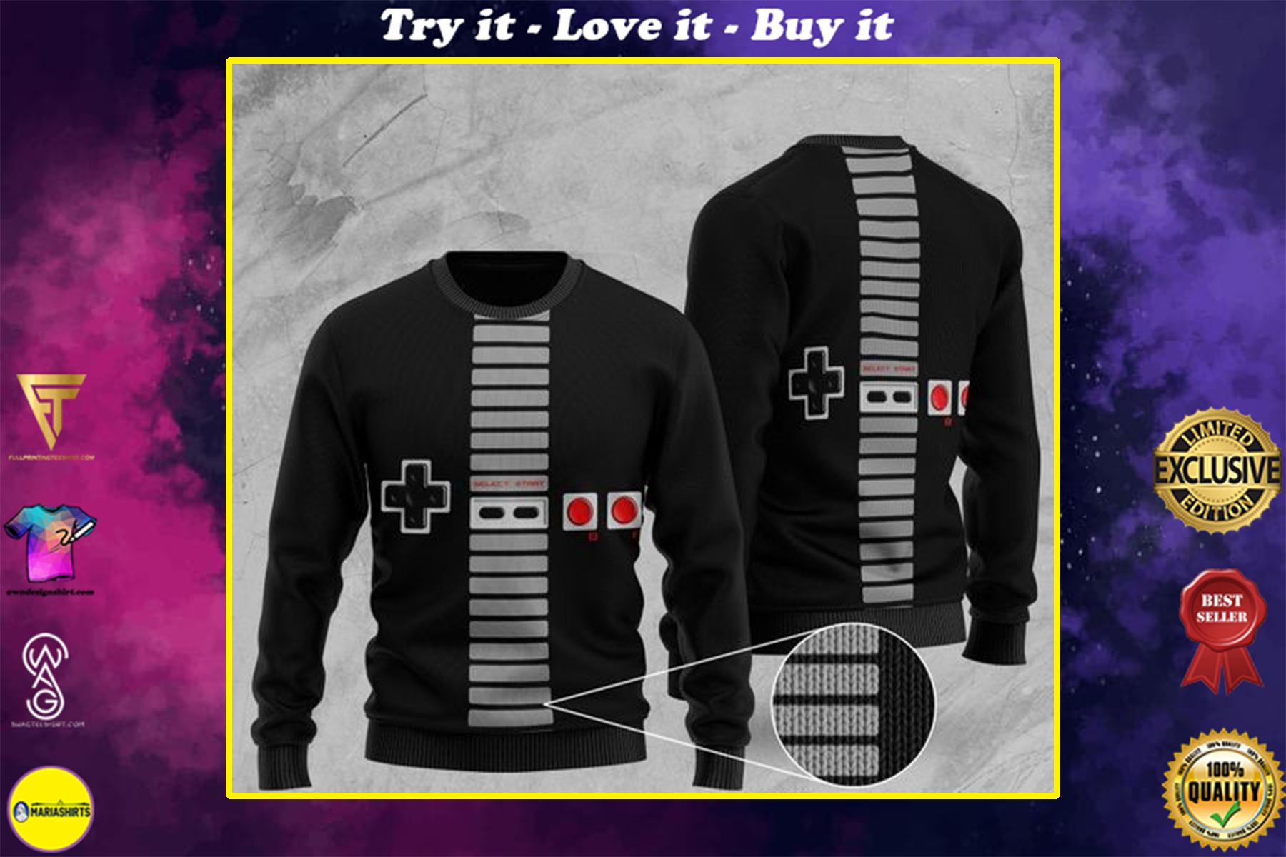 game playstation full printing ugly sweater