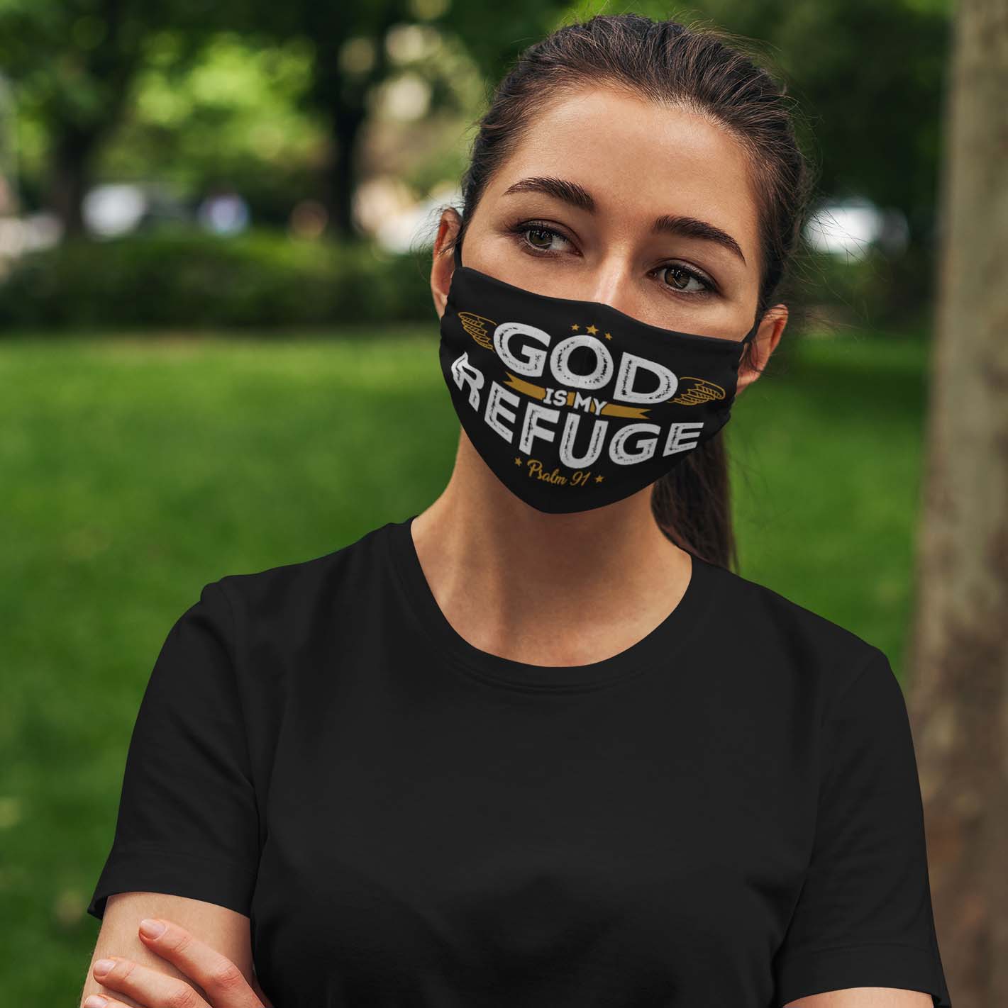 God is my refuge psalm 91 anti pollution face mask - maria