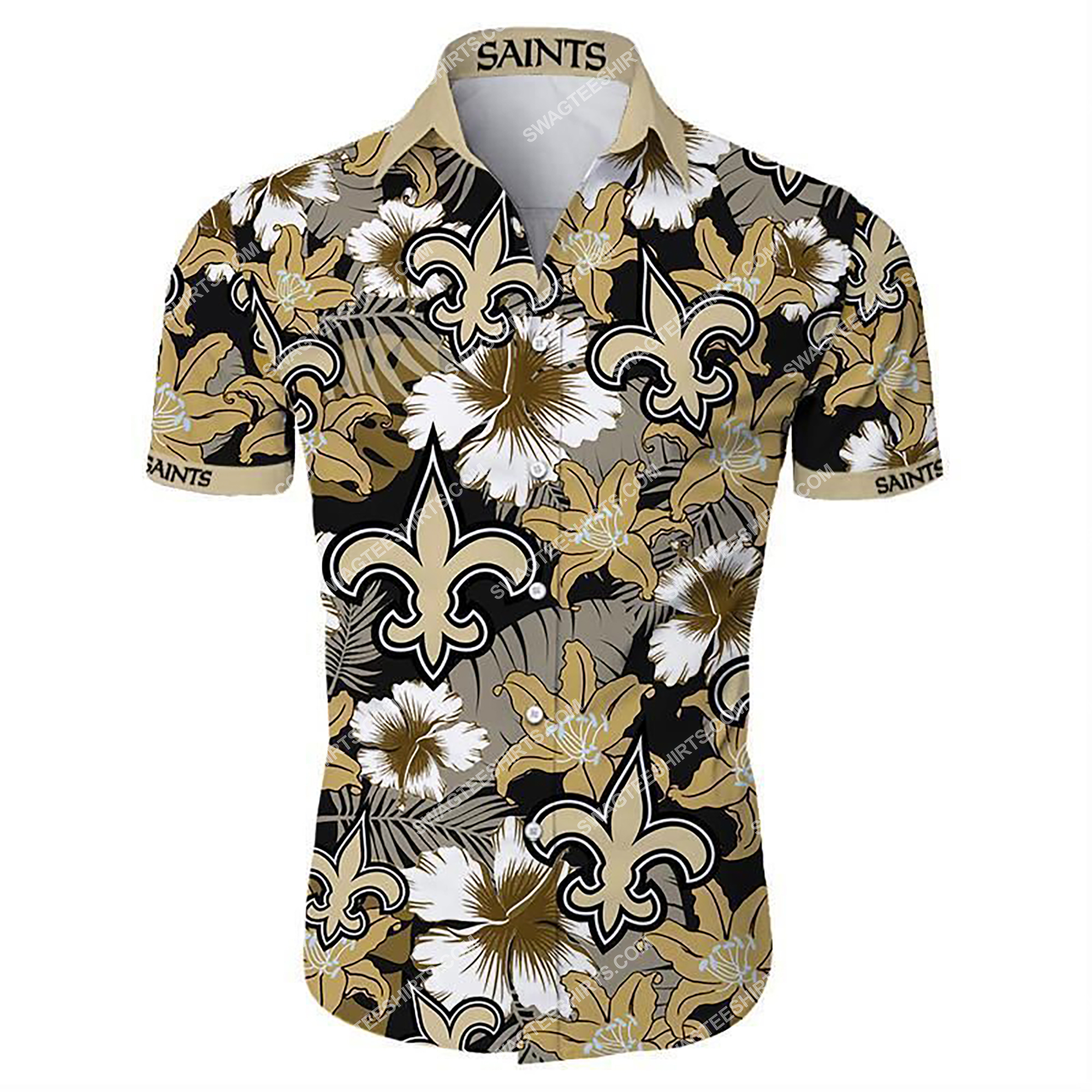 tropical flower new orleans saints team summer hawaiian shirt 2