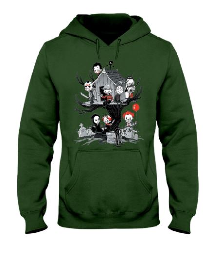 Horror characters treehouse hoodie