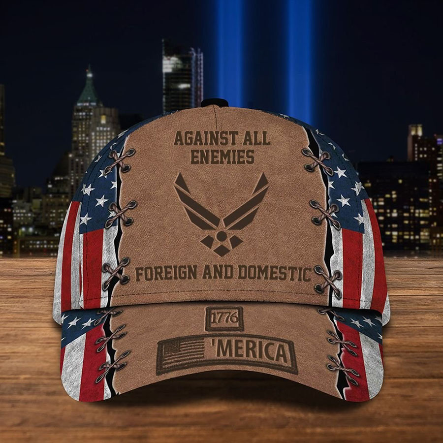 Air Force Hat 1776 ‘Merica Against All Enemies Foreign And Domestic Cap